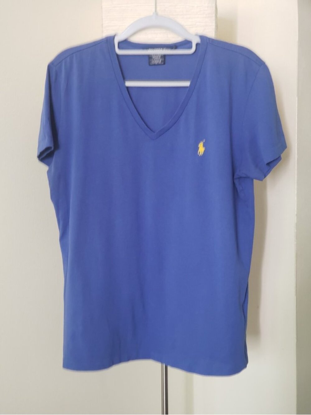 Ralph Lauren Women's Blue V-Neck Short Sleeve T-Shirt Size Large